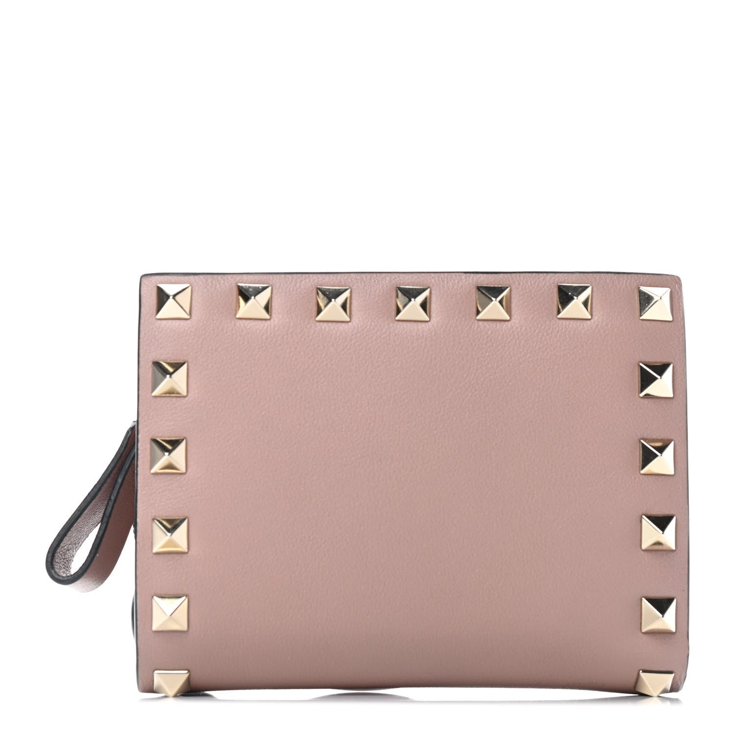 Valentino Garavani Calfskin Rockstud Compact Bi-Fold Wallet Poudre 1 of 4