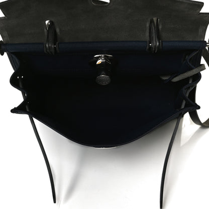 Hermes Toile Vache Hunter Herbag Zip PM 31 Bleu Marine Black 4 of 21