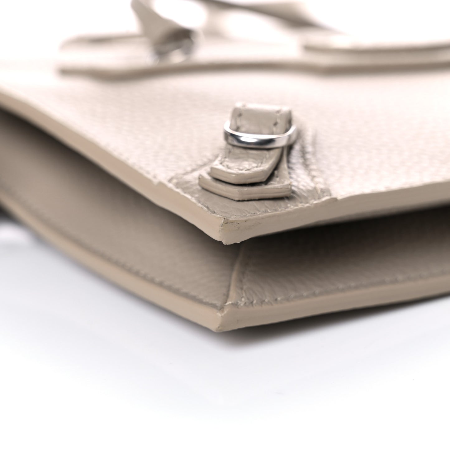 Grained Calfskin Neo Classic Aged Silver Multipouch with Strap Taupe