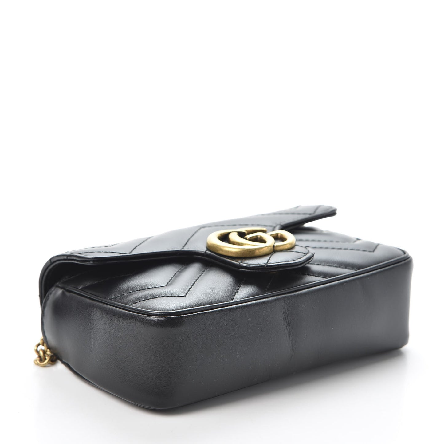 Calfskin Matelasse Super Mini GG Marmont Shoulder Bag Black