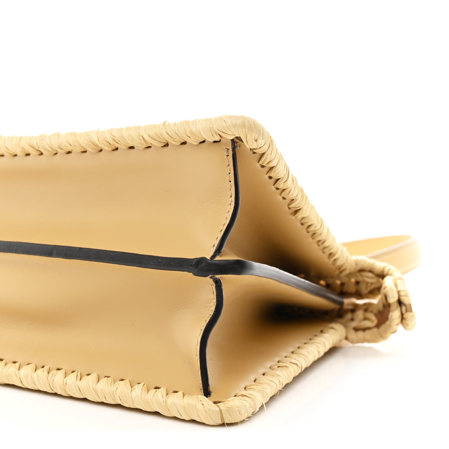 Fendi Raffia Embroidered Vitello King Shiny Nappa Intreccio Small Peekaboo I SEE U Satchel Sahara 11 of 12