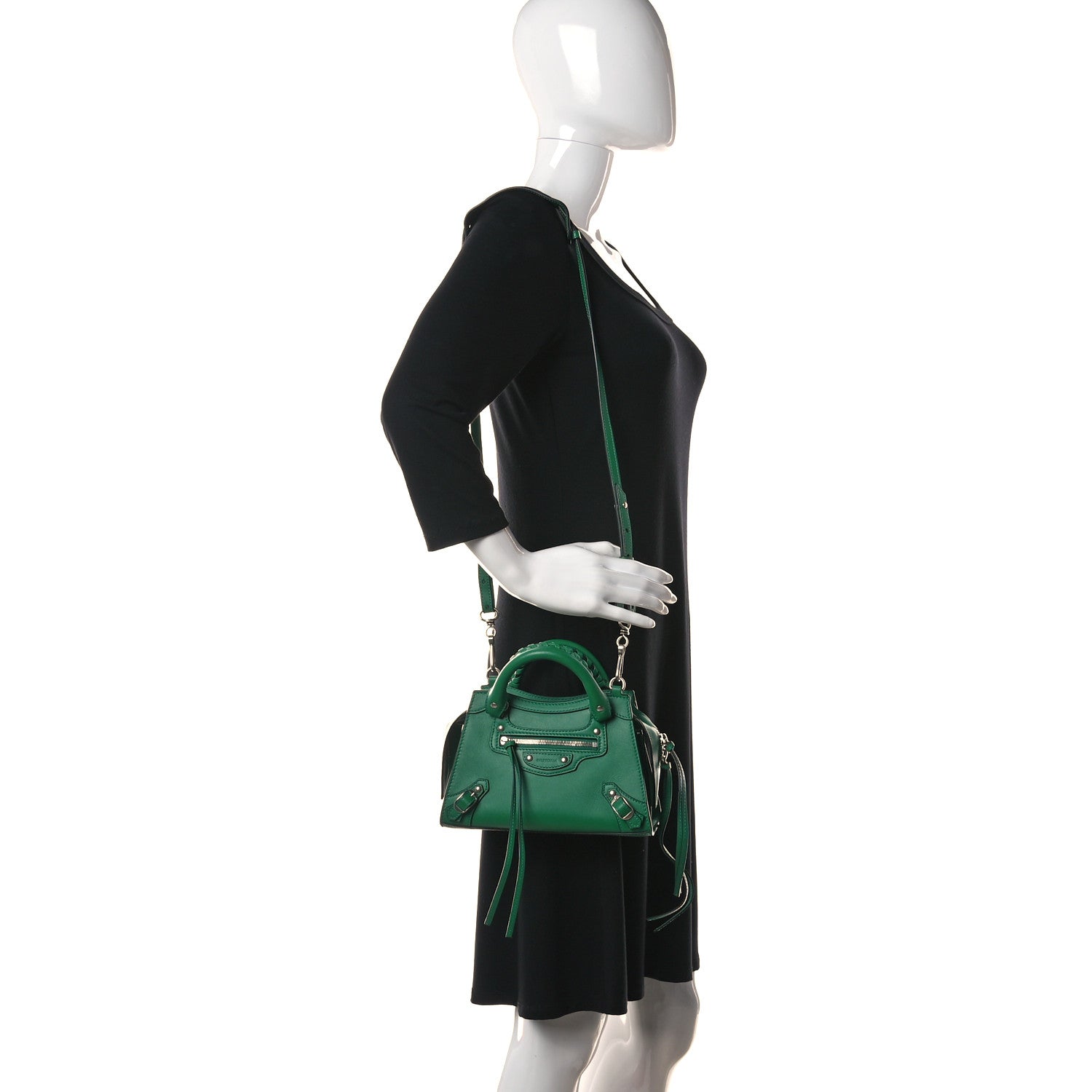 Balenciaga Smooth Calfskin Neo Classic Silver Hardware Mini City Grass Green 2 of 10