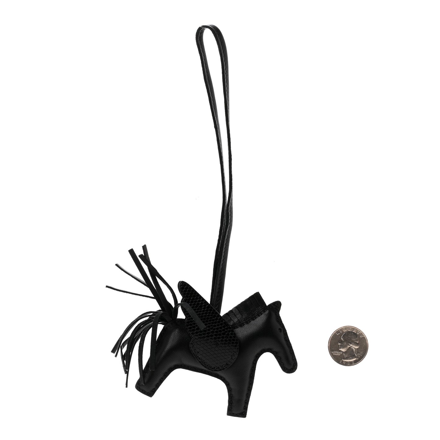 Milo Lambskin Lizard Touch Grigri Rodeo Pegase Horse Bag Charm PM So Black