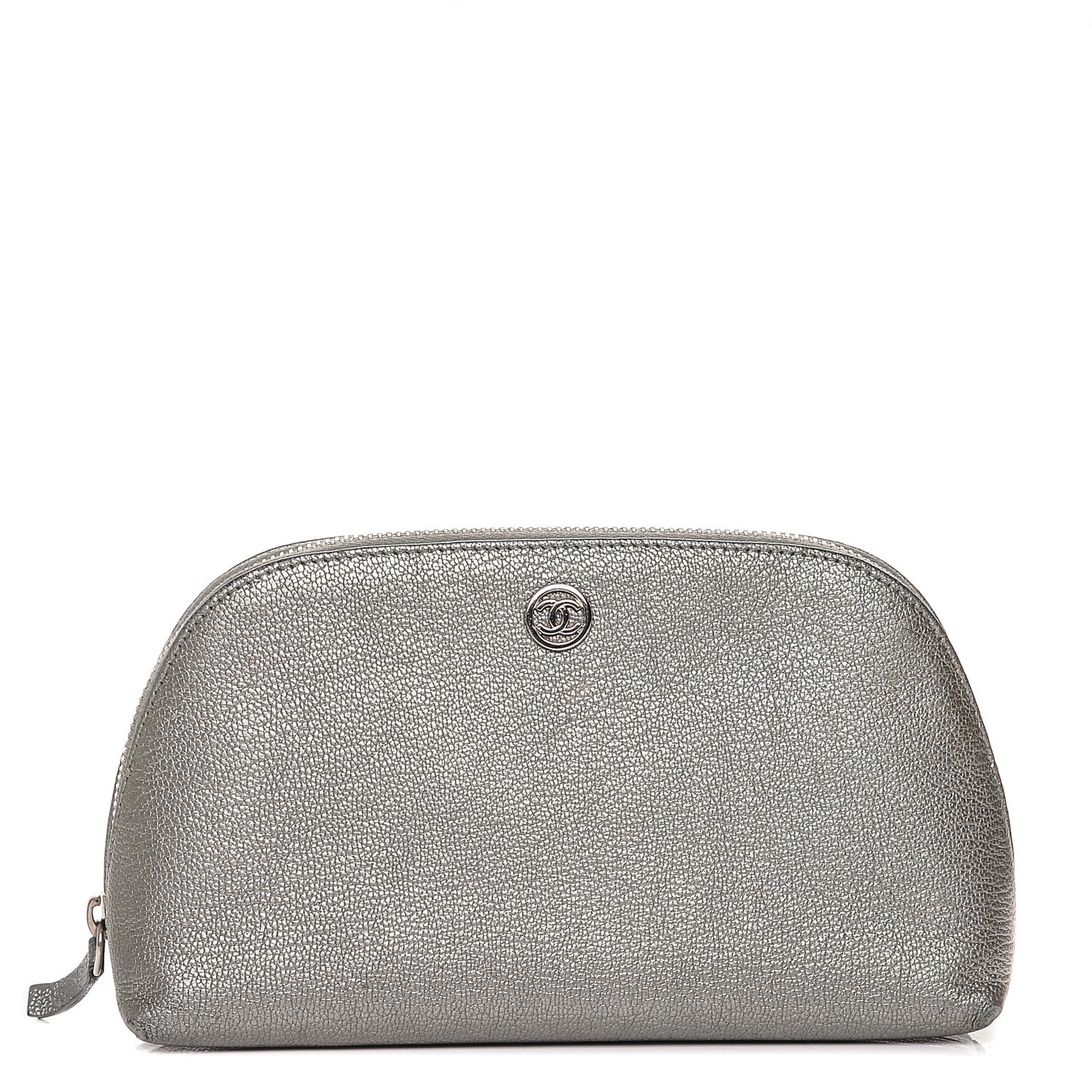 Chanel Metallic Goatskin Cosmetic Case Silver 1 of 7