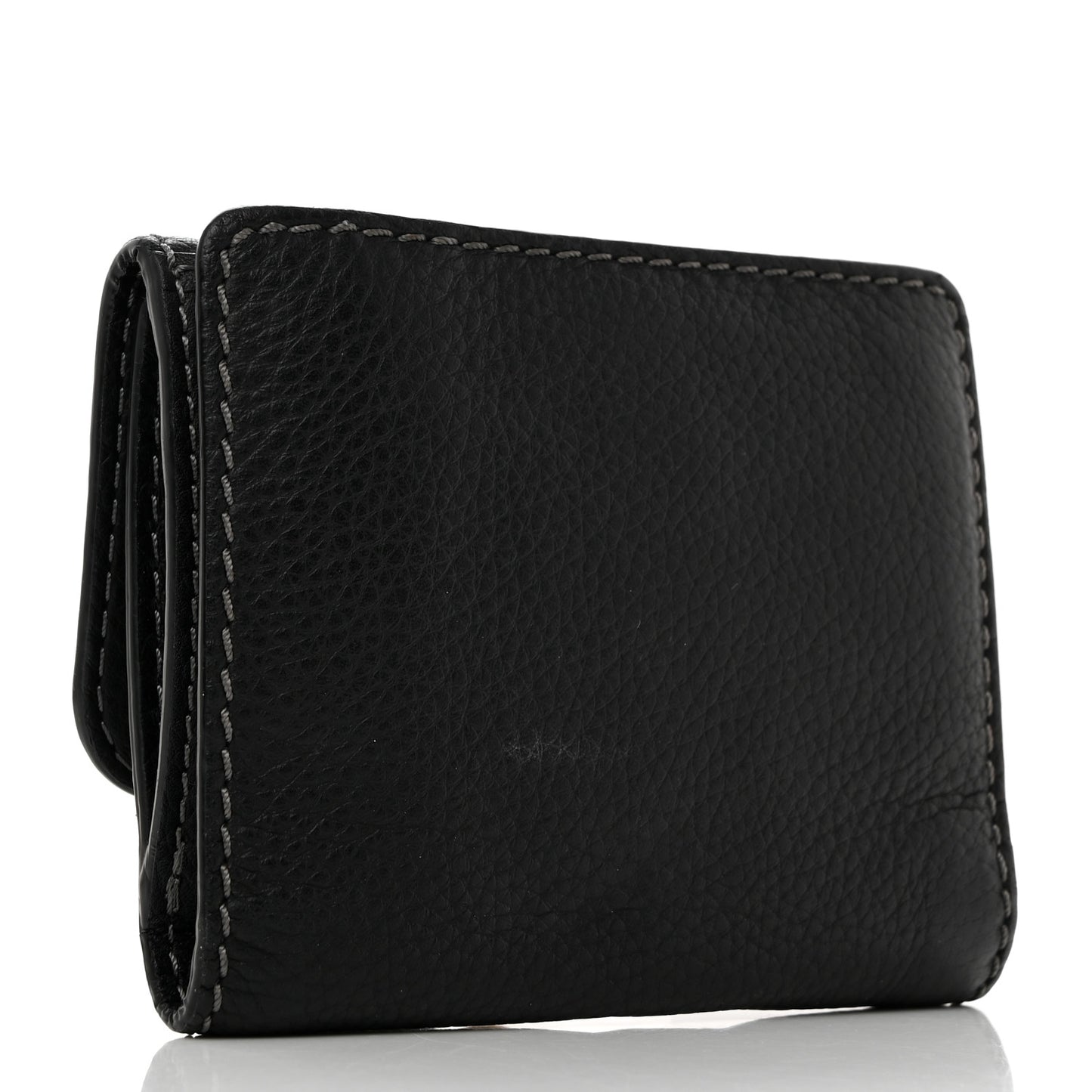 Grained Calfskin Marcie Square Wallet Black