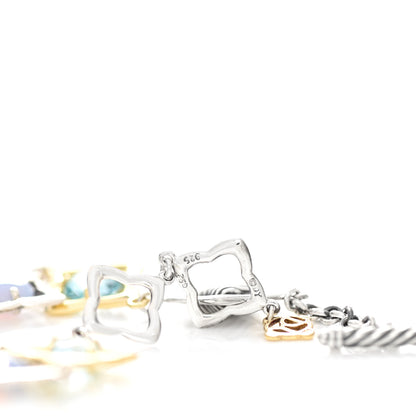 David Yurman Sterling Silver 18K Yellow Gold Chalcedony Blue Topaz Quatrefoil Bracelet 3 of 4
