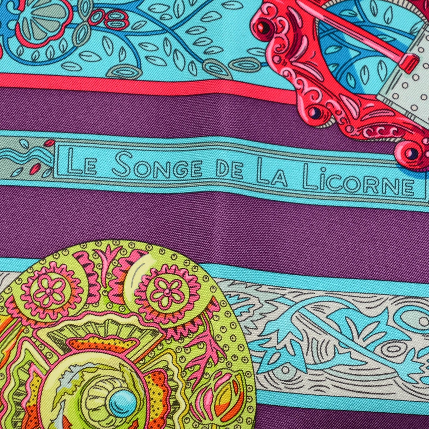 Silk Le Songe De La Licorne Scarf 90 Bleu Klein Parme Turquoise