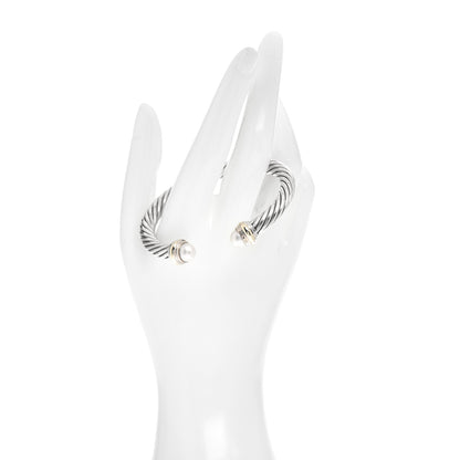 David Yurman Sterling Silver 14K Yellow Gold Pearl 7mm Cable Classics Bracelet 2 of 4