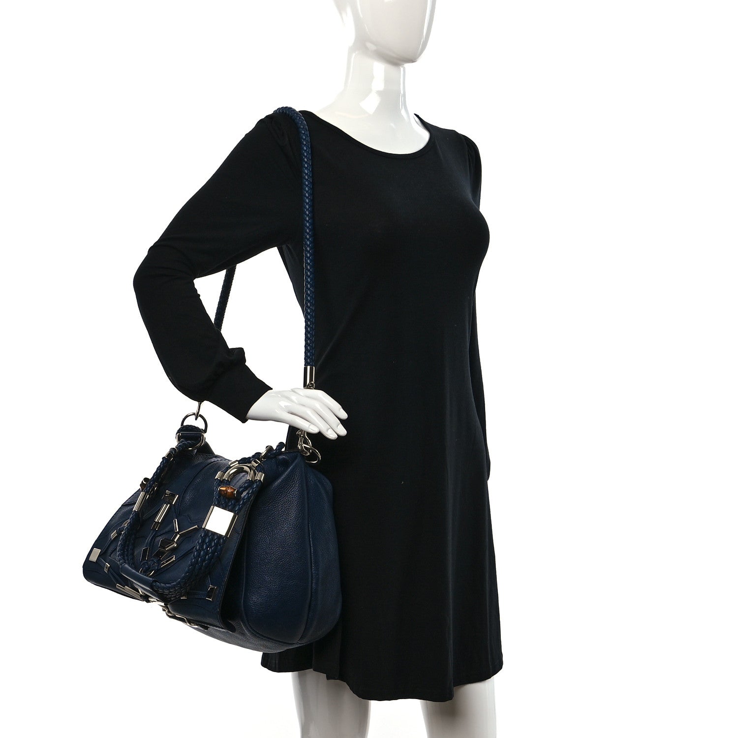 Gucci Calfskin Large Techno Horsebit Flap Blue 2 of 9