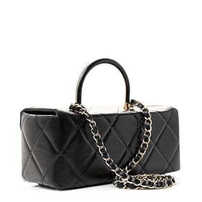 Chanel Shiny Calfskin Quilted Top Handle Box Bag Black 3 of 11