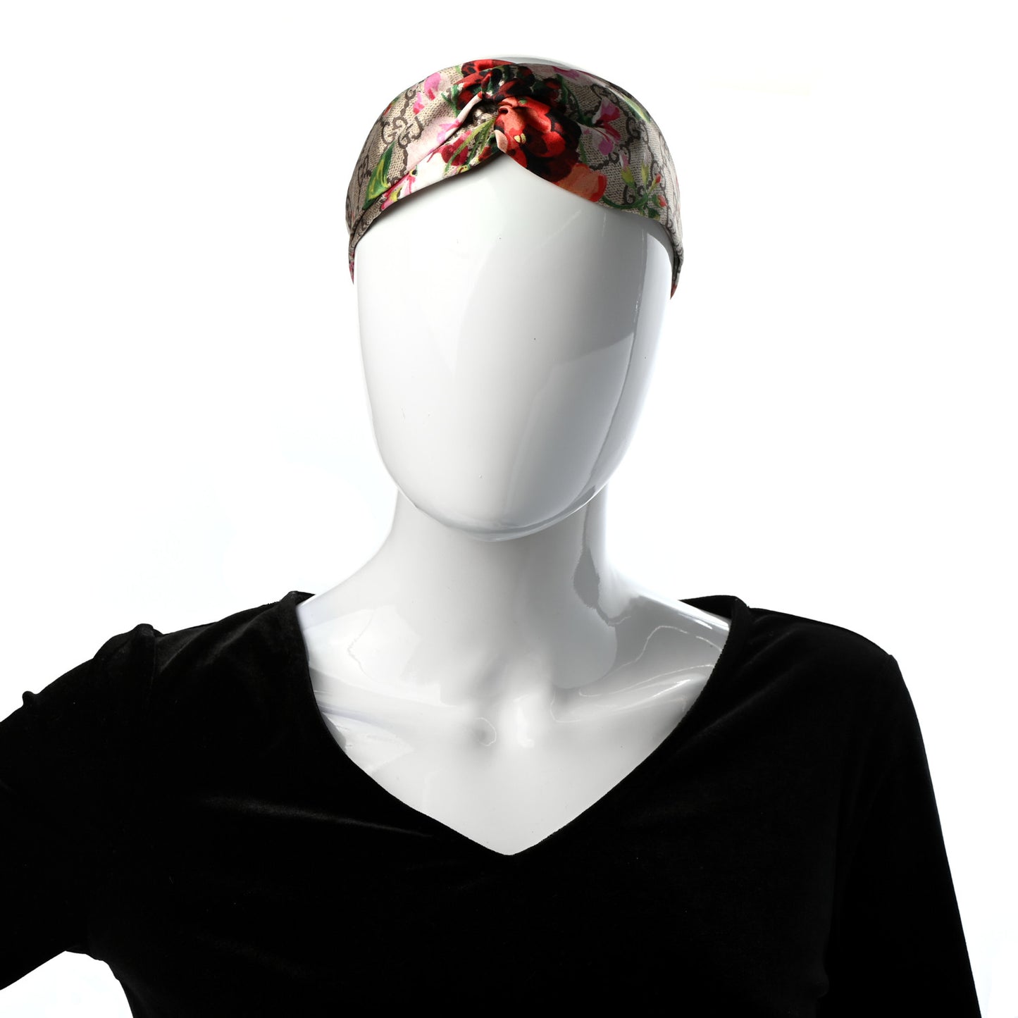 Silk Monogram Blooms Print Headband Antique Rose