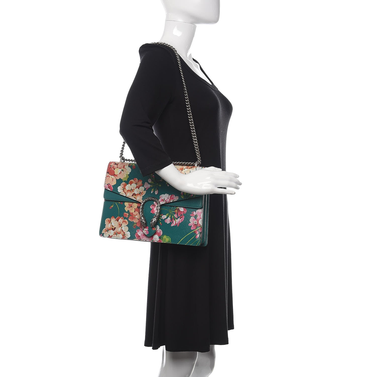 Gucci Calfskin Blooms Print Medium Dionysus Shoulder Bag Bright Emerald Multicolor 2 of 10