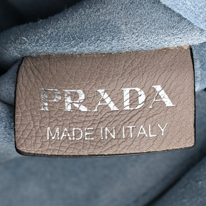 Prada Glace Calf Etiquette Double Zip Crossbody Bag Pomice Astrale 8 of 13
