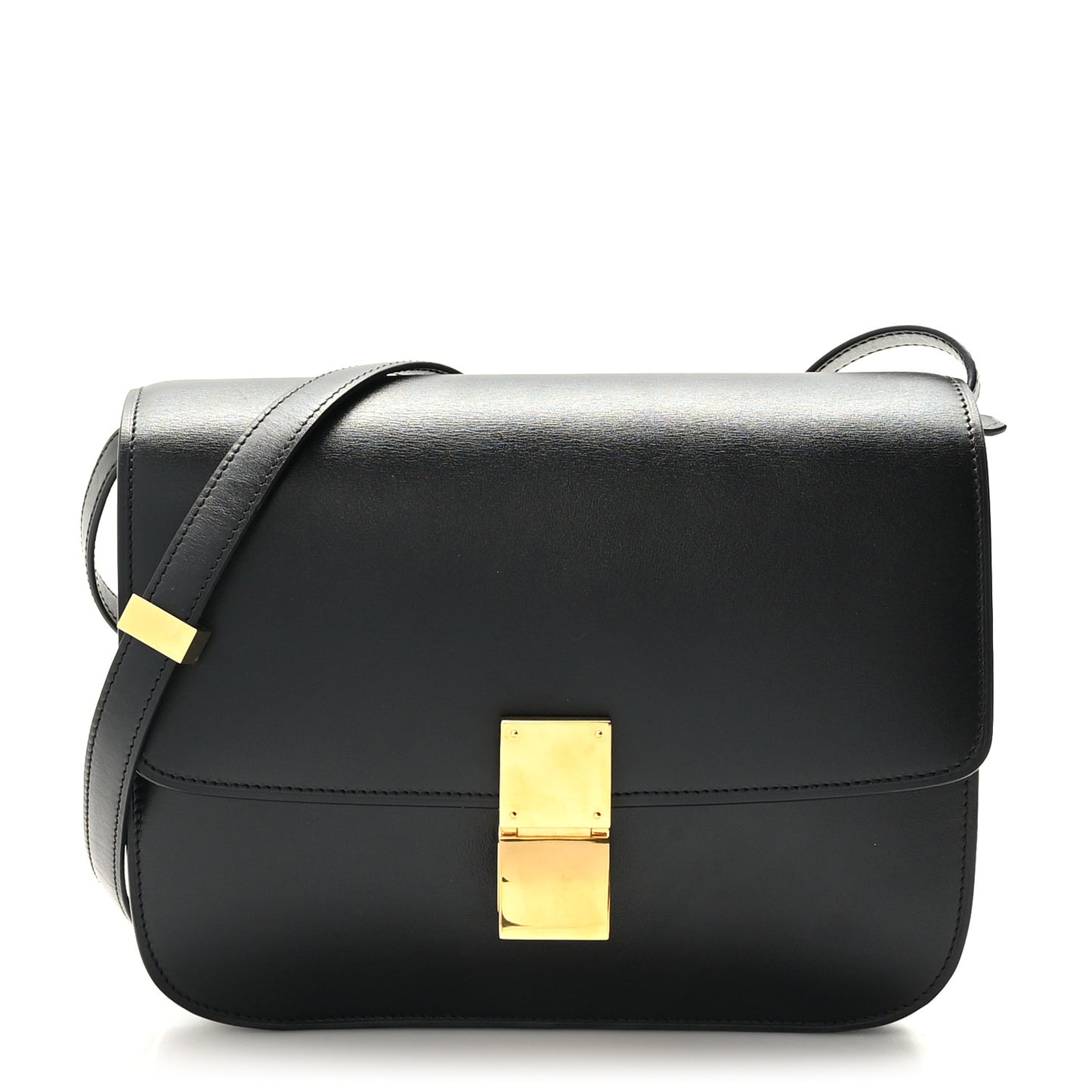 Box Calfskin Medium Classic Box Flap Bag Black