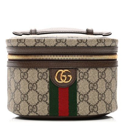 Gucci GG Supreme Monogram Textured Calfskin Web Ophidia Vanity Cosmetic Case Beige Ebony New Acero 1 of 7
