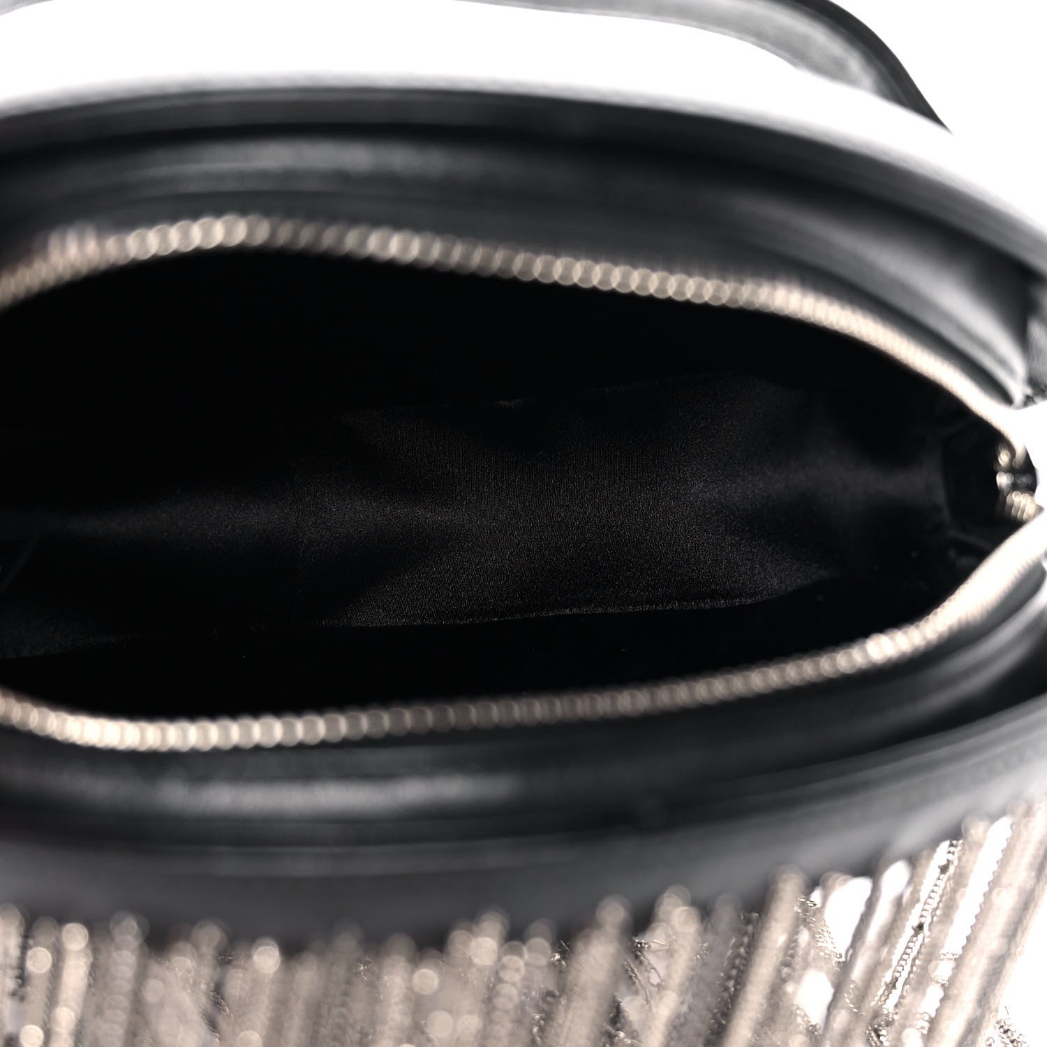 Chanel Lambskin Chain Fringe Round Clutch With Chain Black 5 of 15