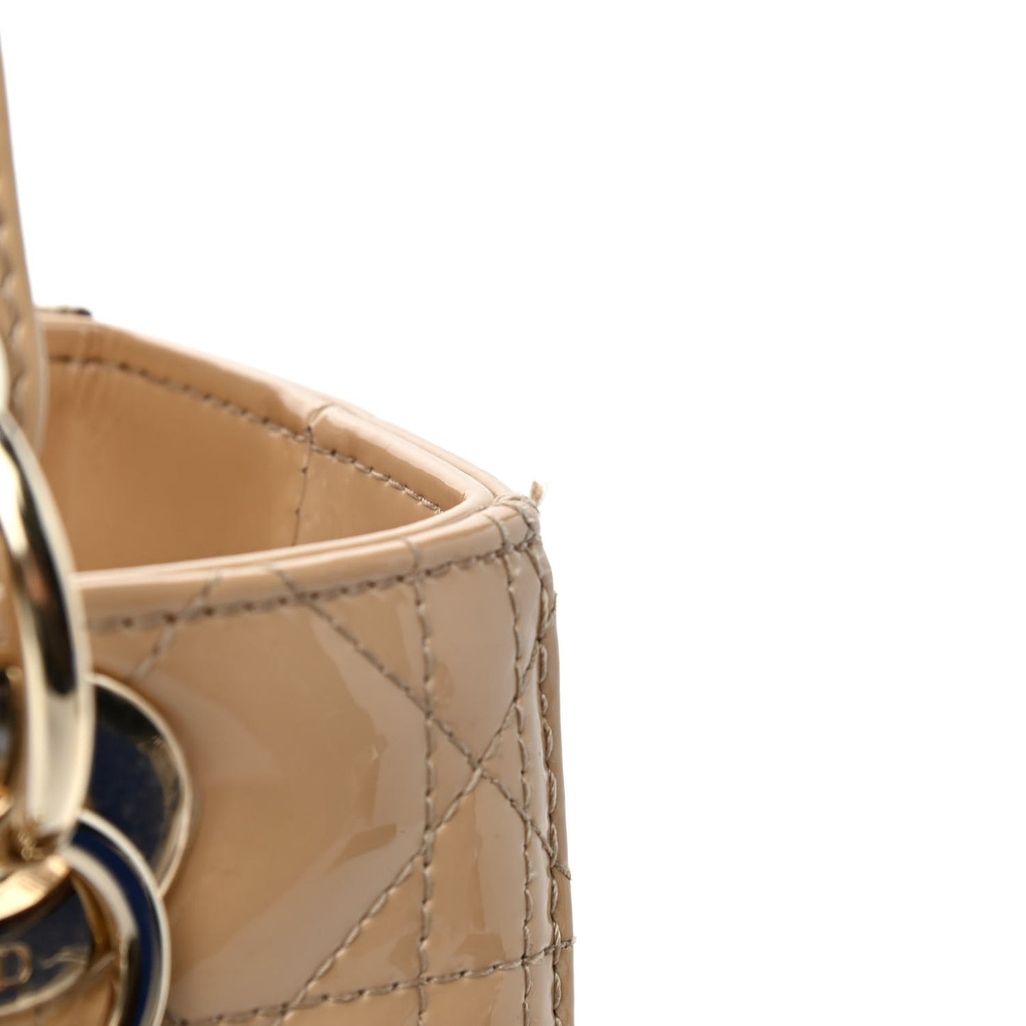 Patent Cannage Medium Lady Dior Dark Beige