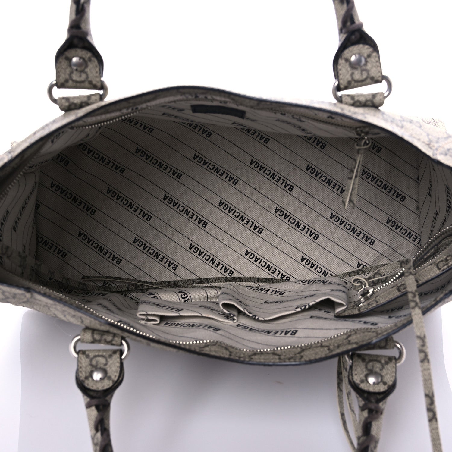 Balenciaga X GUCCI GG Supreme Monogram Neo Classic Silver Hardware City Beige Ebony 5 of 7