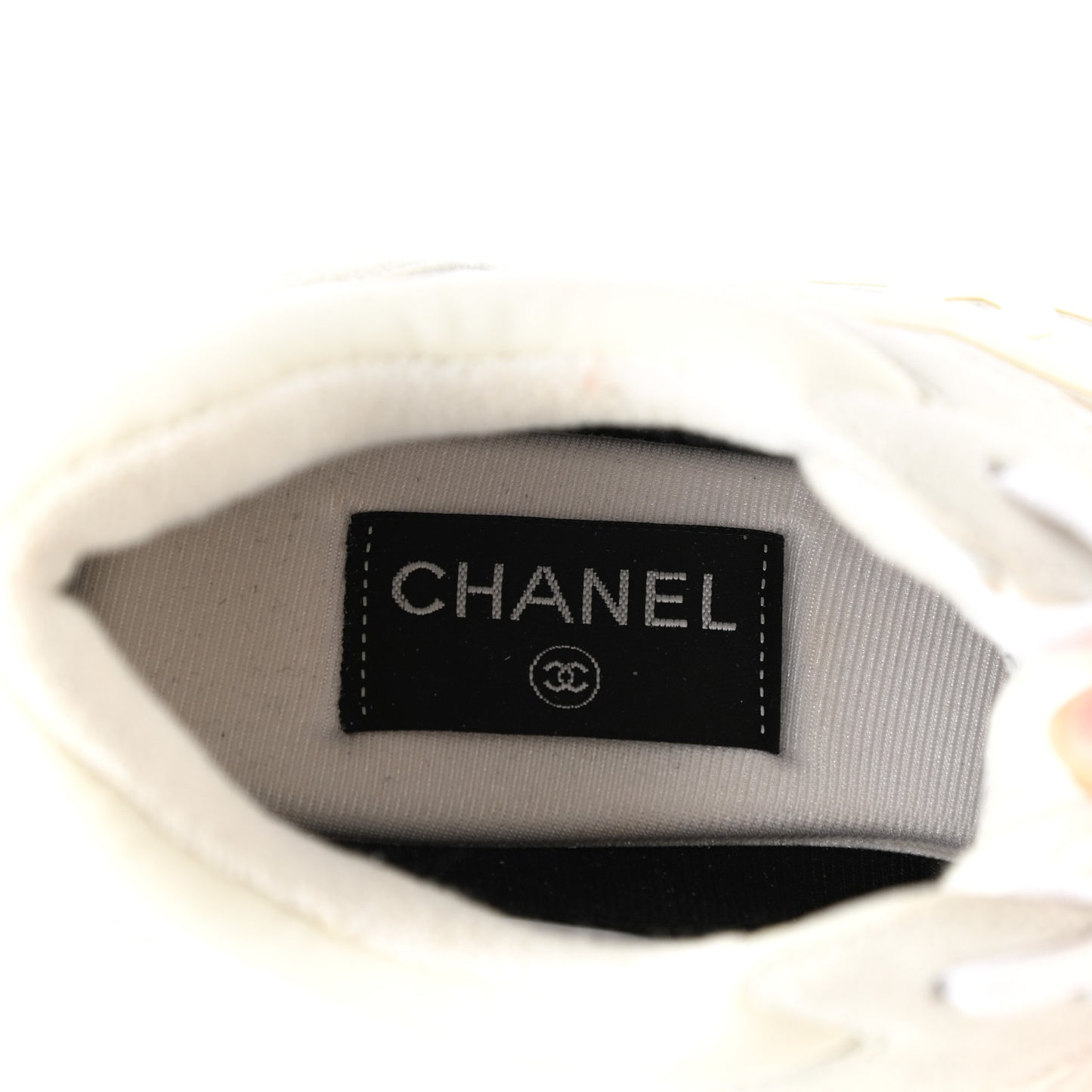 Suede Calfskin Fabric CC Sneakers 38.5 White