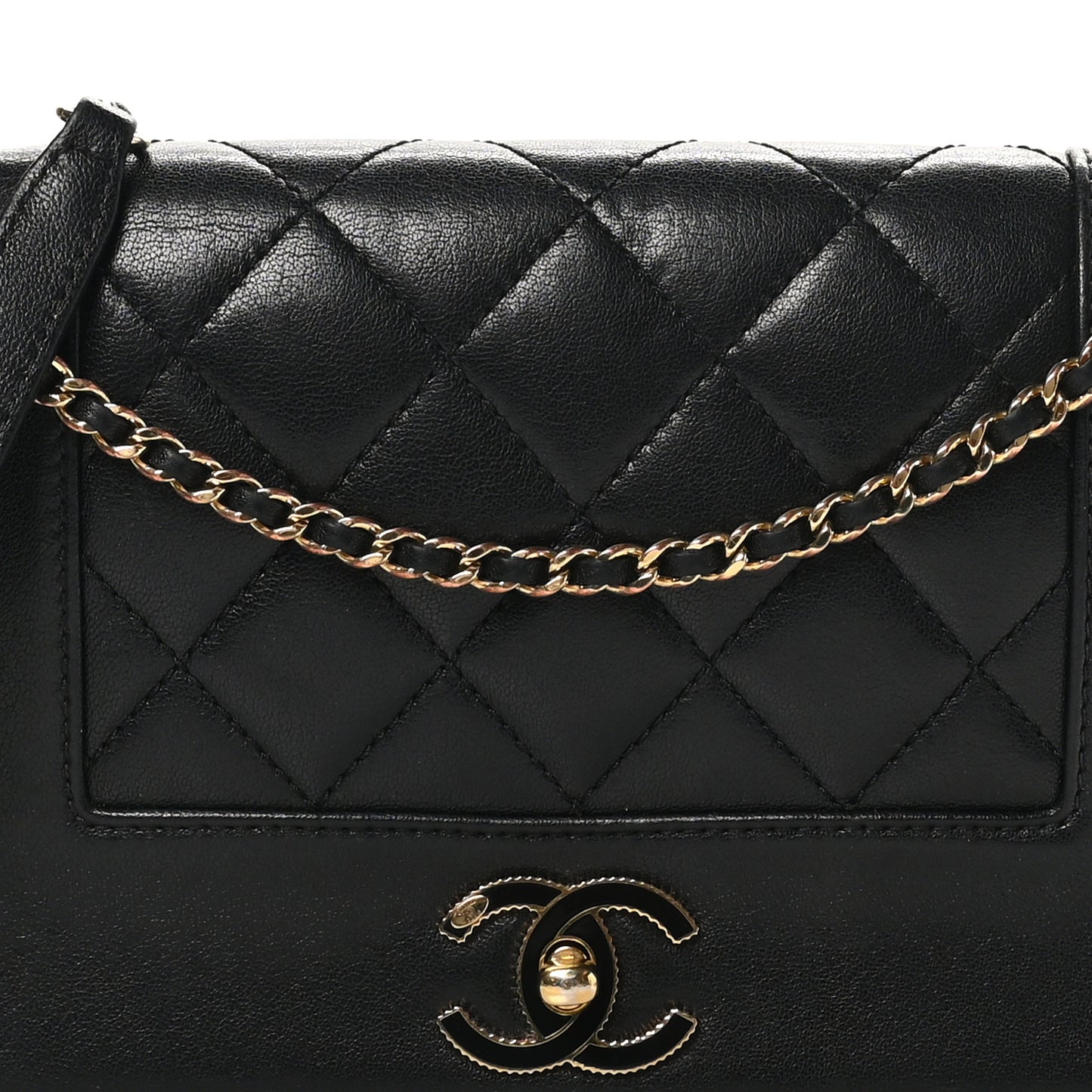 Sheepskin Quilted Medium Vintage Mademoiselle Flap Black