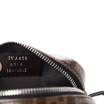 Fendi Glazed Fabric Vitello Century FF 1974 Stamp Patch Small Crossbody Messenger Mogano Panna Black 9 of 10