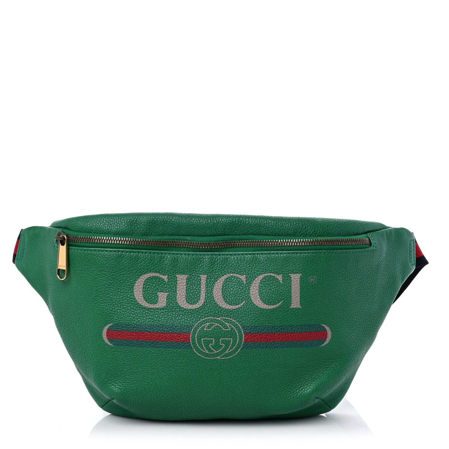 Gucci Grained Calfskin Logo Belt Bag Green 1 of 12