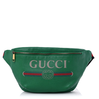 Gucci Grained Calfskin Logo Belt Bag Green 1 of 12