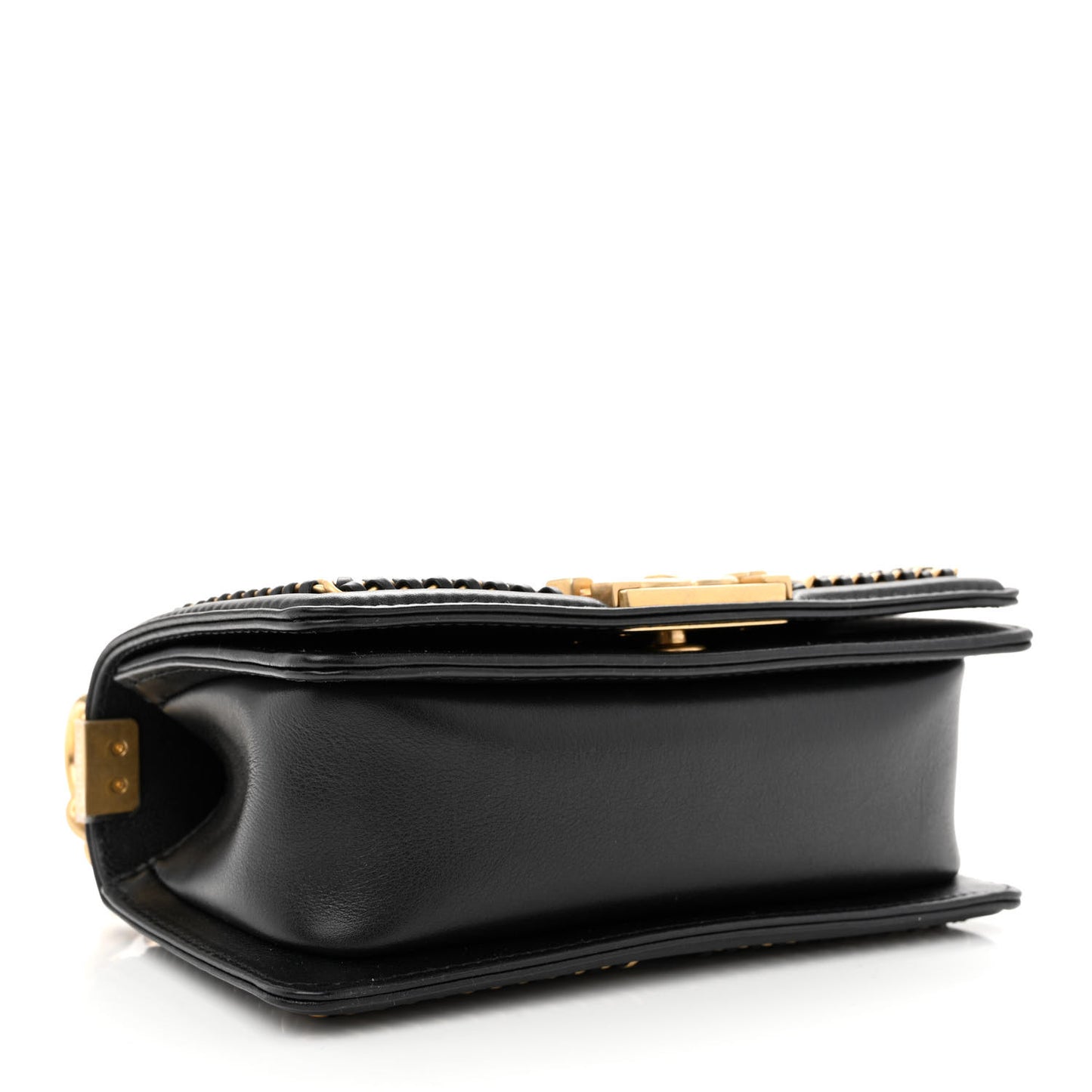 Lambskin Quilted Small Top Handle Boy Flap Black