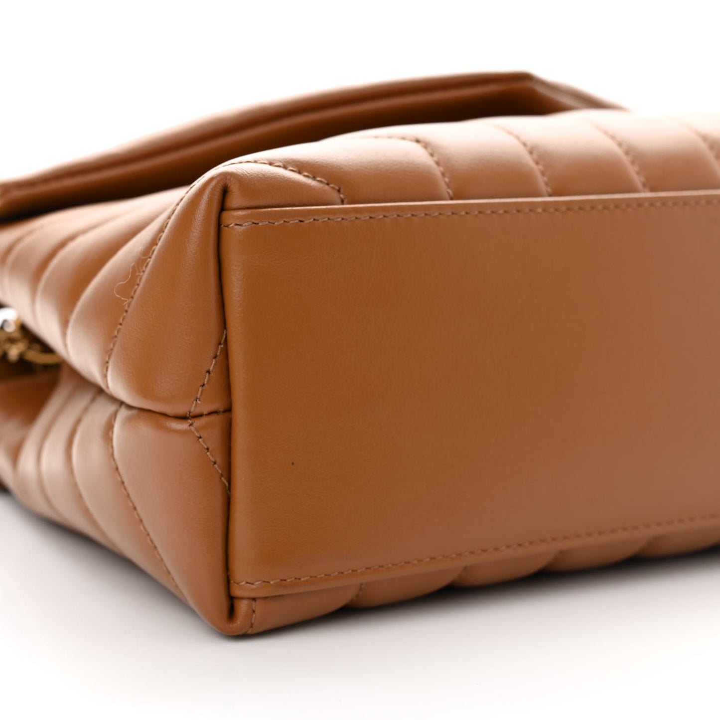 Calfskin Y Quilted Monogram Small Loulou Chain Satchel Dark Natural