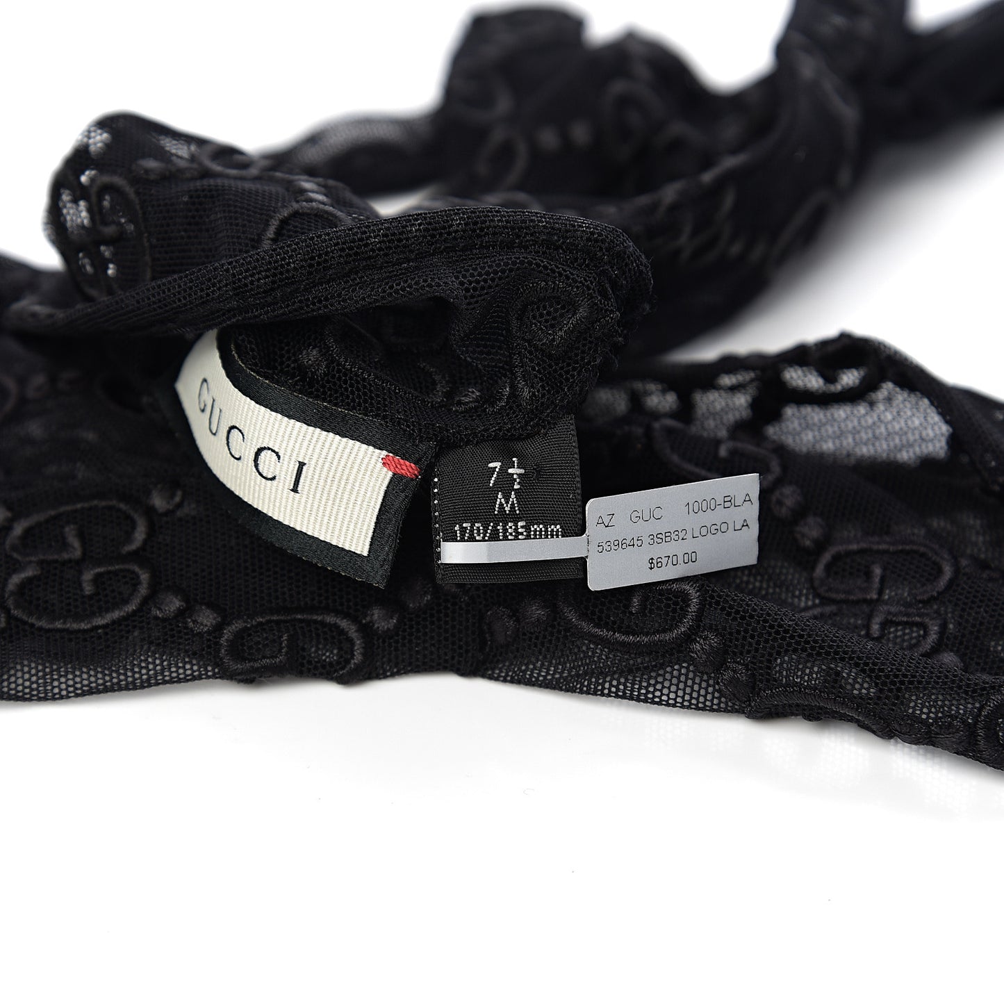 GG Monogram Tule Sheer Gloves M Black