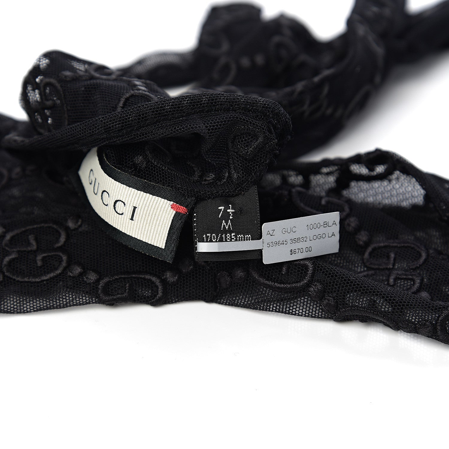 Gucci GG Monogram Tule Sheer Gloves M Black 4 of 4