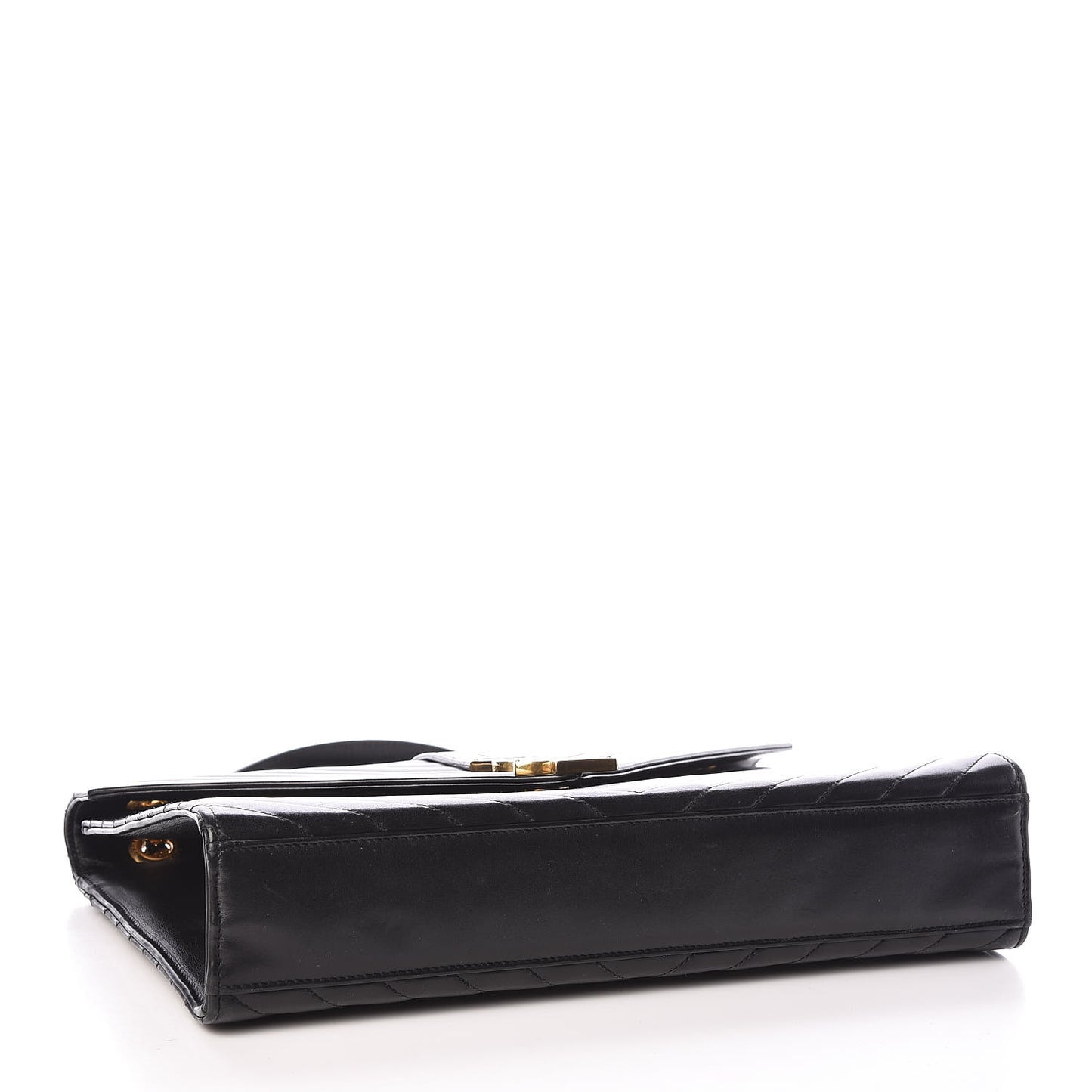 Smooth Calfskin Matelasse Chevron Large Monogram Satchel Black