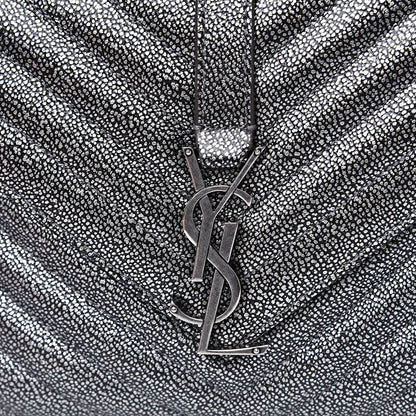 Saint Laurent Metallic Grain De Poudre Matelasse Chevron Monogram Medium College Bag Gunmetal 11 of 11