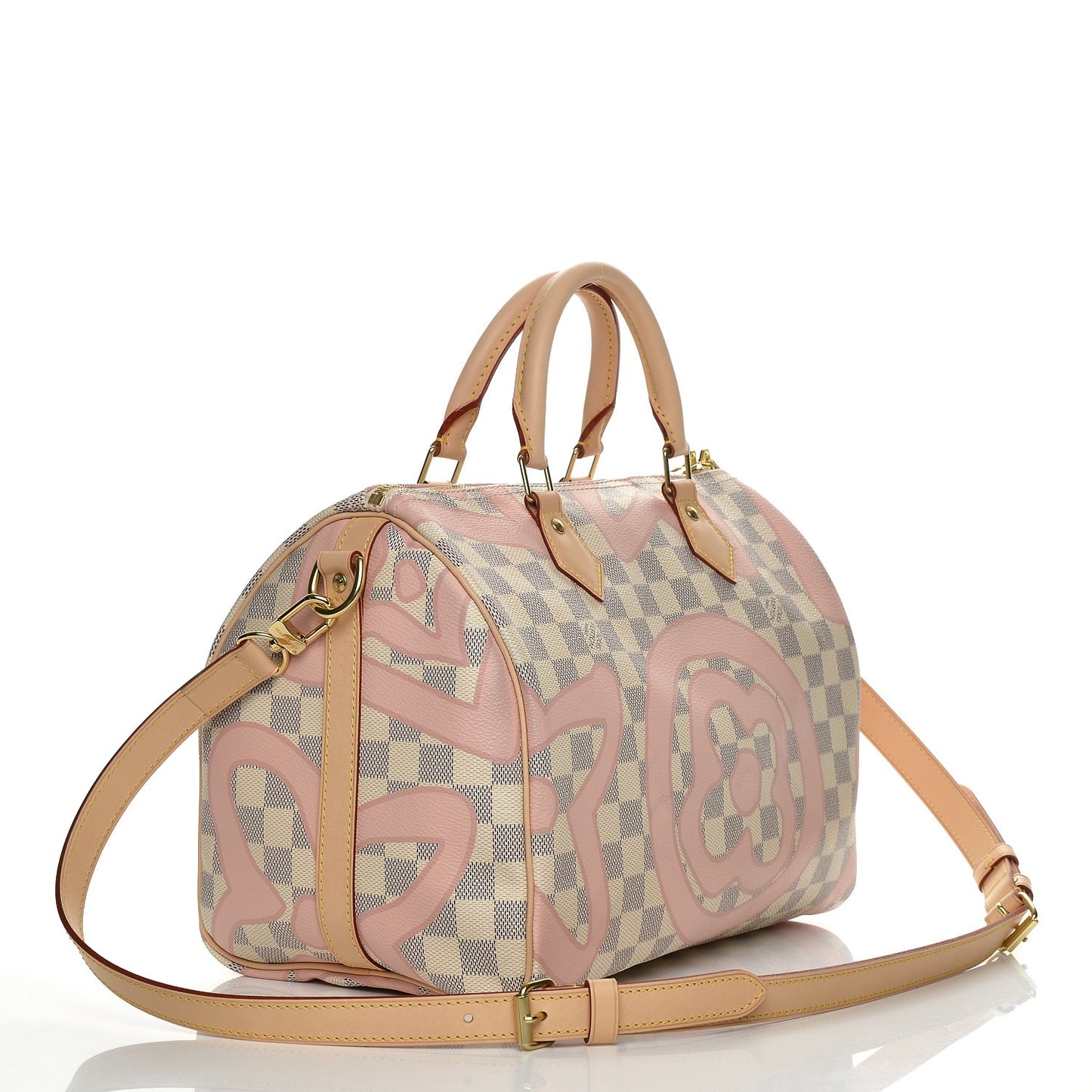 Damier Azur Tahitienne Speedy Bandouliere 30 Rose Ballerine