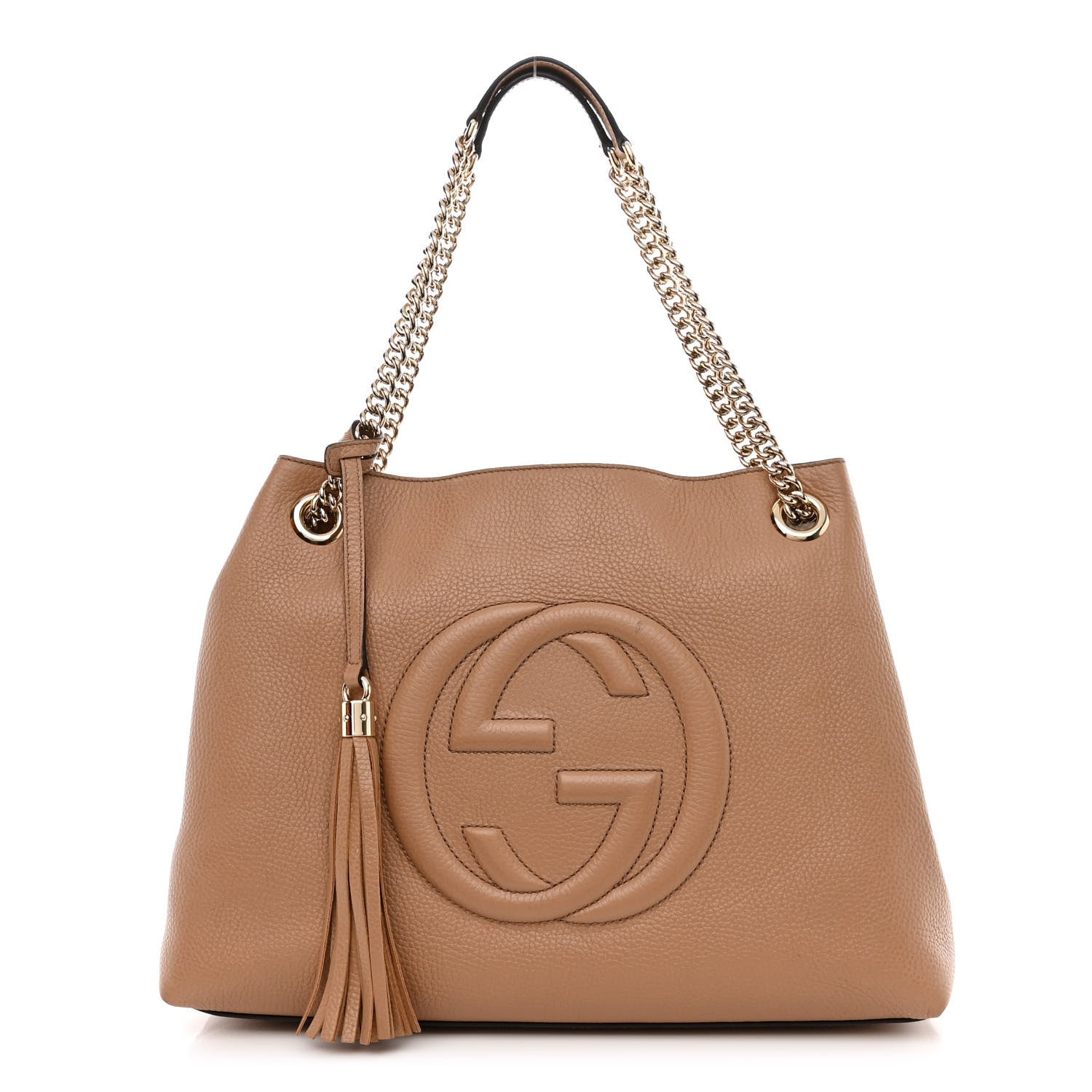 Gucci Pebbled Calfskin Medium Soho Chain Shoulder Bag Camelia 1 of 11