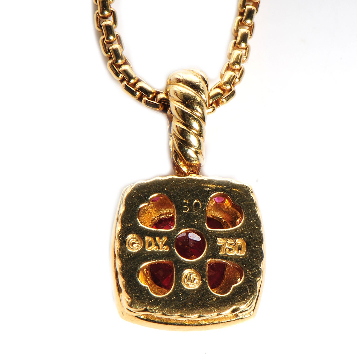 David Yurman 18K Gold Rhodolite Garnet Pink Sapphire Petite Albion Pendant Necklace 4 of 5