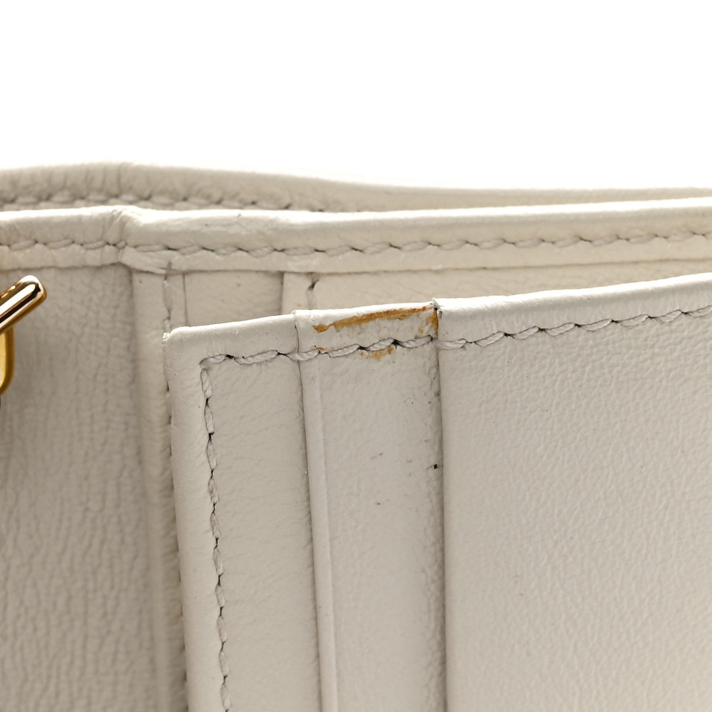 Calfskin Web Rajah Chain Card Case Wallet White