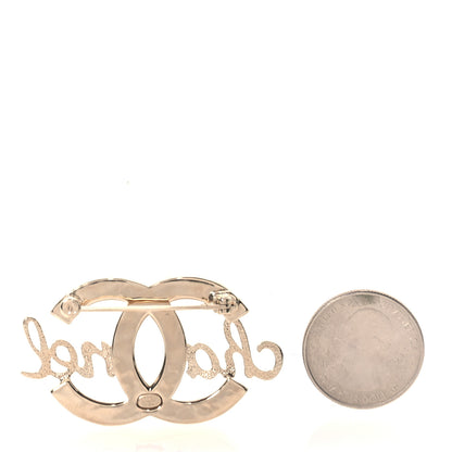 Chanel Graduated Pearl Crystal CC Brooch Gold 2 of 4