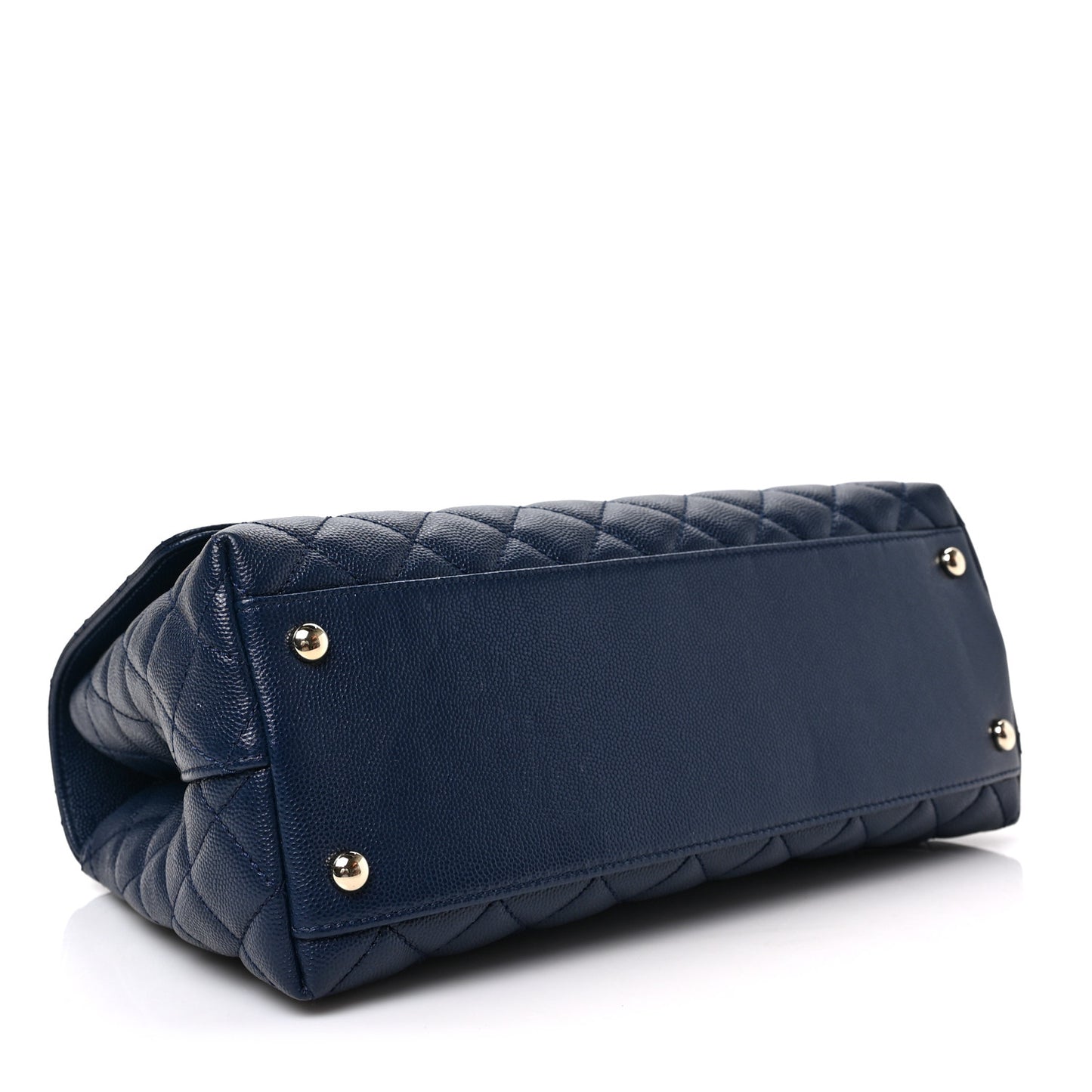 Caviar Lizard Embossed Quilted Small Coco Handle Flap Navy Blue