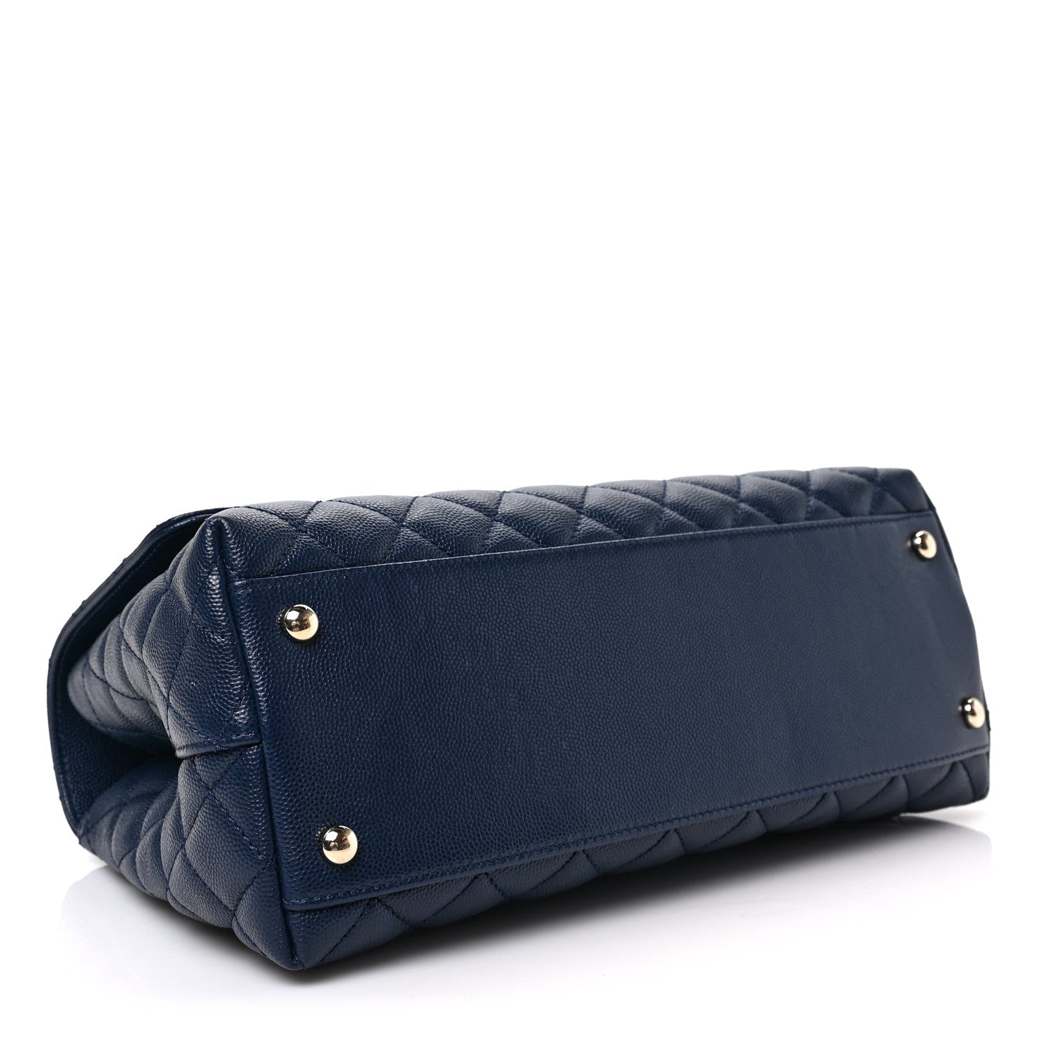 Chanel Caviar Lizard Embossed Quilted Small Coco Handle Flap Navy Blue 4 of 8
