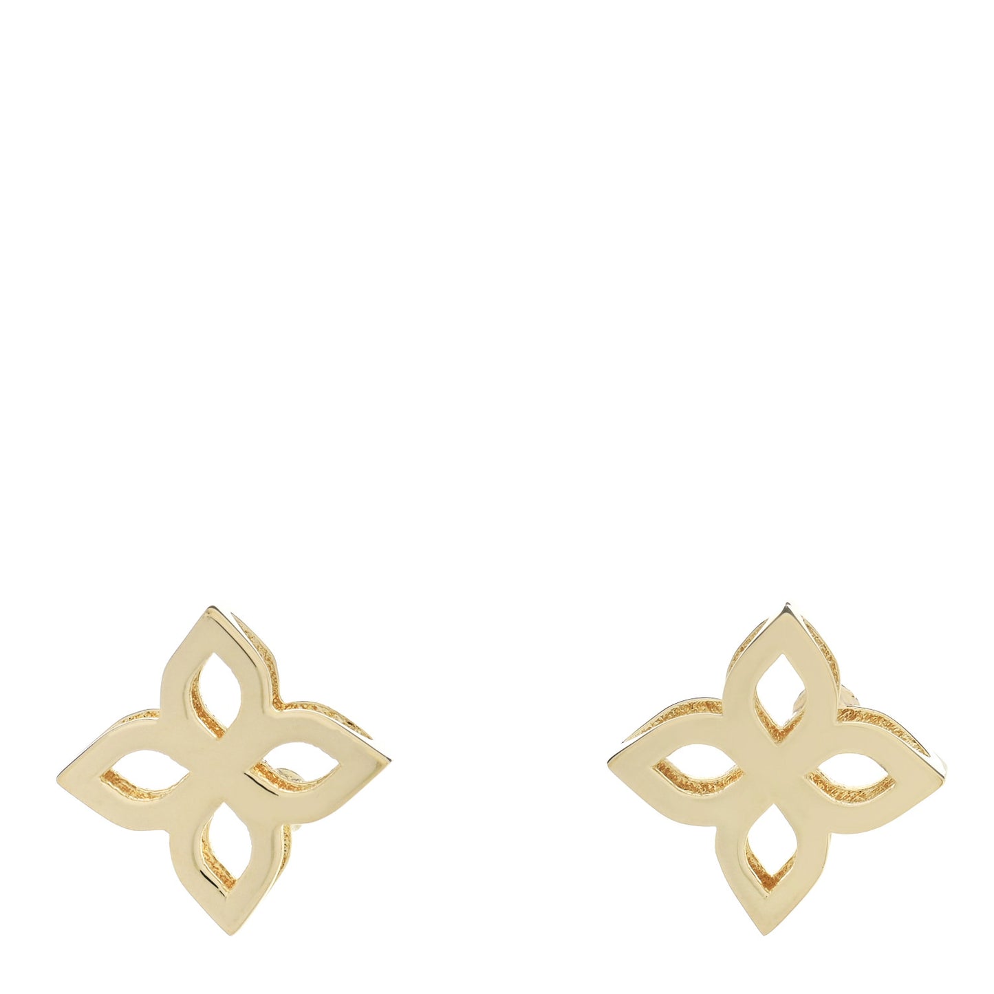 18K Yellow Gold Medium Princess Flower Outline Stud Earrings