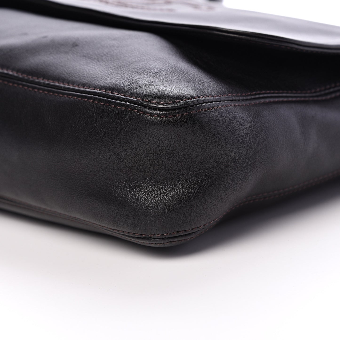 Calfskin CC Tassel Shoulder Flap Bag Dark Brown