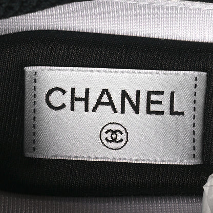 Chanel Mesh Suede Calfskin Grained Calfskin Womens CC Sneakers 37 White Black 7 of 8