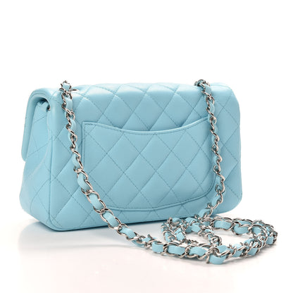 Chanel Lambskin Quilted Mini Rectangular Flap Neon Blue 3 of 9