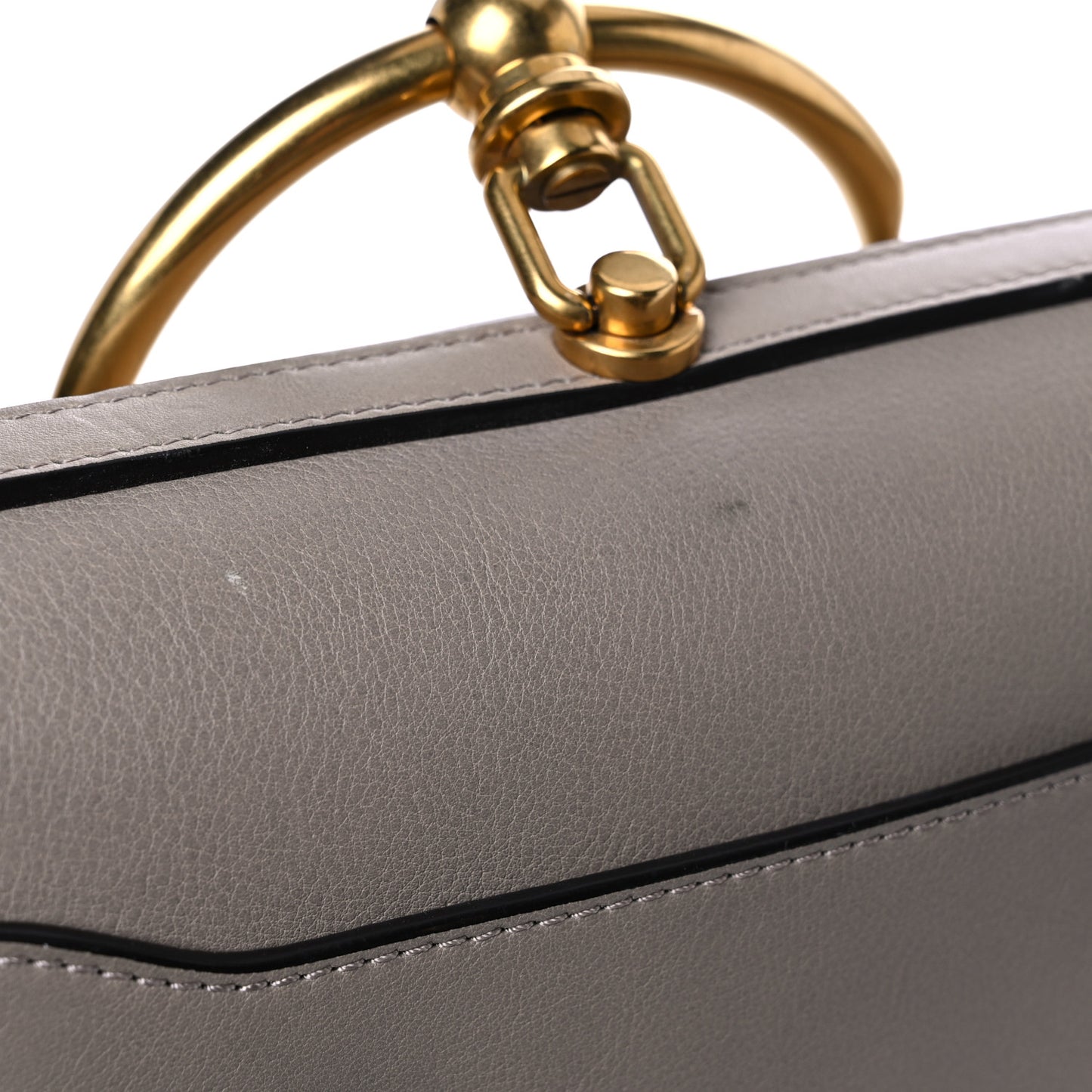 Calfskin Suede Medium Nile Bracelet Bag Motty Grey