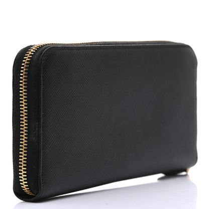 Prada Saffiano Metal Zip Around Wallet Black 3 of 8