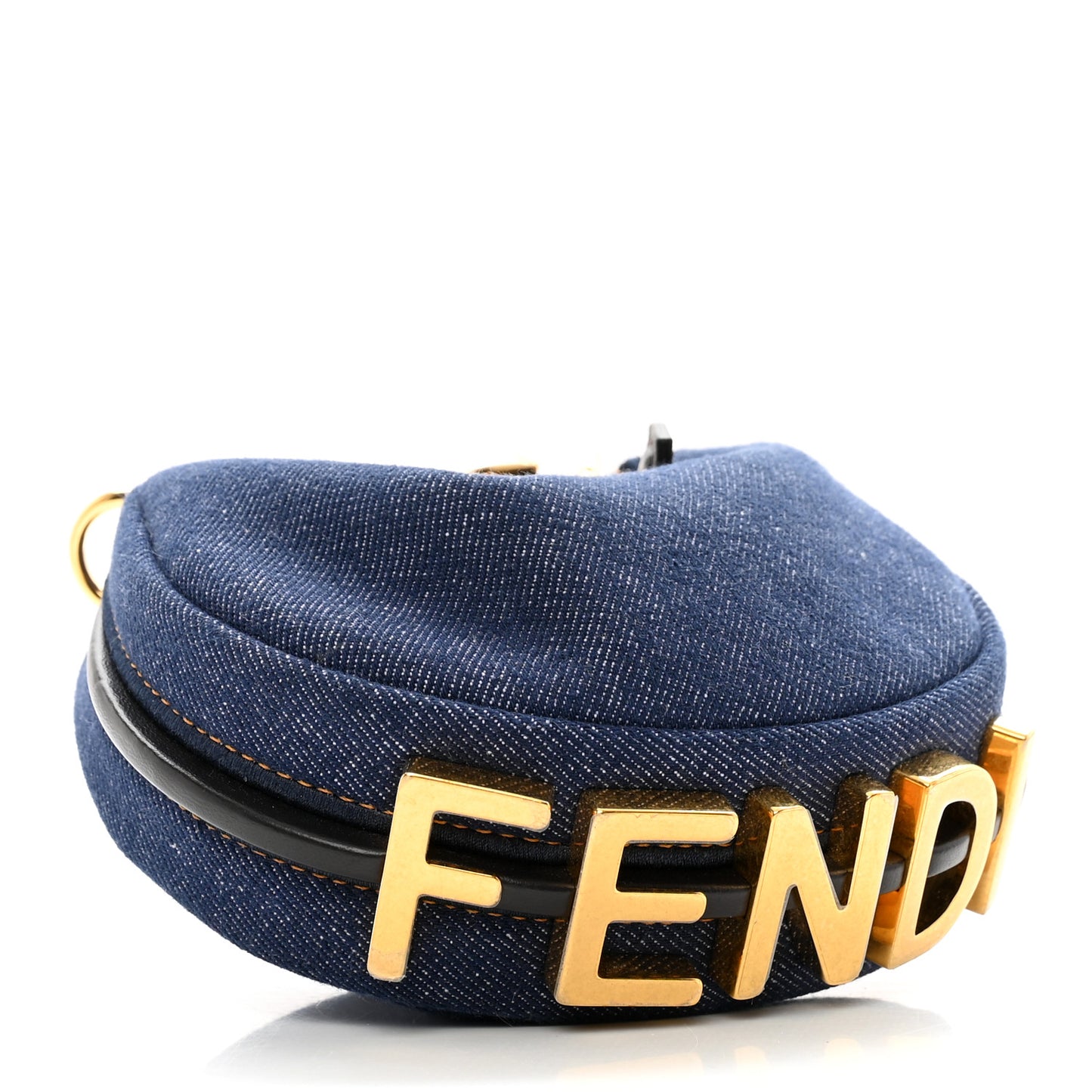 Denim Shiny Nappa Nano Fendigraphy Hobo Charm Blue Moro