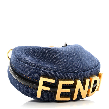 Fendi Denim Shiny Nappa Nano Fendigraphy Hobo Charm Blue Moro 4 of 10