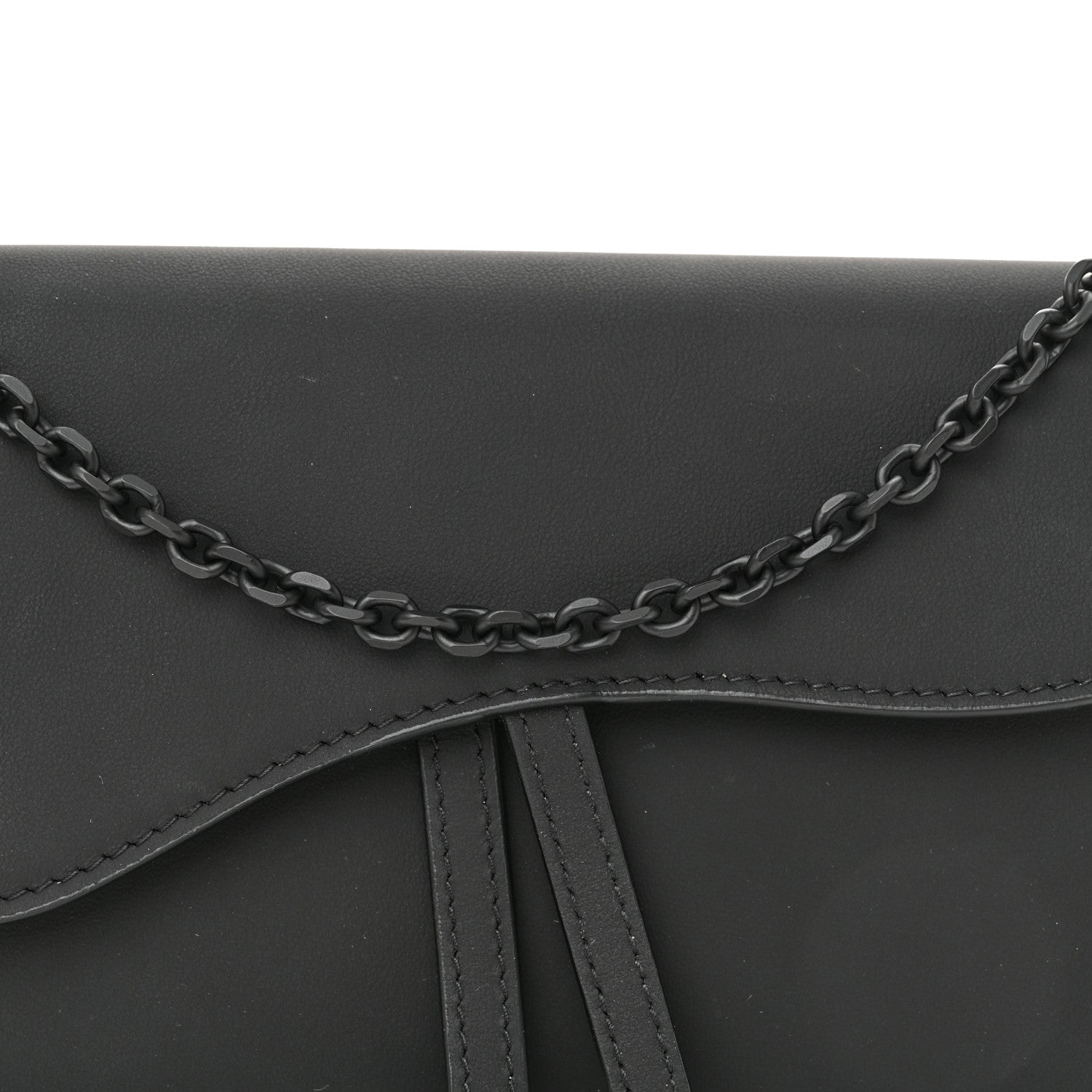 Christian Dior Ultra Matte Calfskin Saddle Chain Wallet Pouch Black 8 of 10
