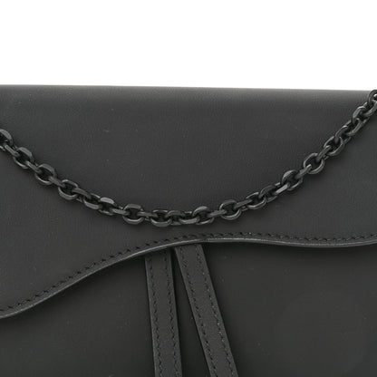 Christian Dior Ultra Matte Calfskin Saddle Chain Wallet Pouch Black 8 of 10
